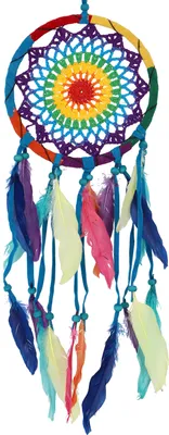 Produktbild von Traumfänger Regenbogen mit Gehäkeltem Netz - Bunt 17 cm, Mehrfarbig, Traumfänger, Mobiles