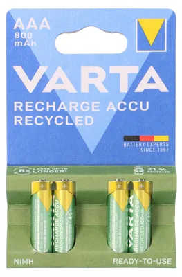 Zdjęcie produktu dla 1x4 Varta RECHARGE ACCU Recycled 800 mAH AAA Micro NiMH