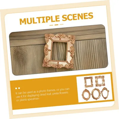 5 Stück Kleine Vintage Bilderrahmen Set, Mini Harz Antike Gotische Gold Barock Oval und Rechteck Foto Displays für
