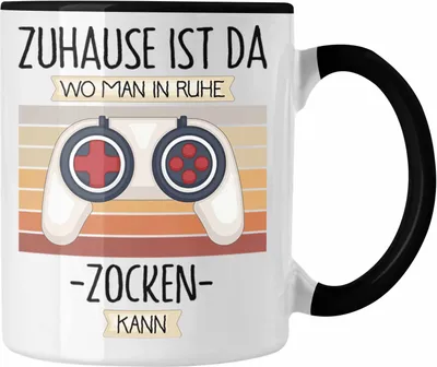 Produktbild von Trendation - Gamer Tasse Geschenk Geschenkidee Lustiger Spruch Zuhause Ist Da Wo Man In Ruhe Zocken Kann Zocker Gaming Spruch (Schwarz)