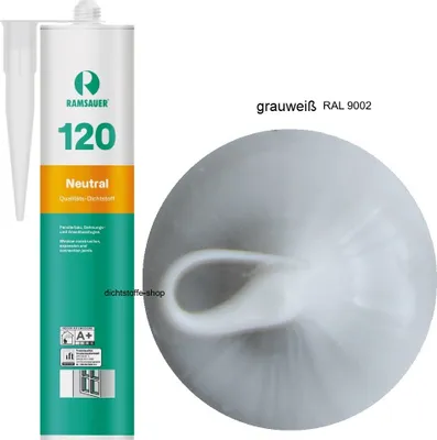 Zdjęcie produktu dla Ramsauer 120 Neutral 1K uszczelniacz silikonowy 310ml kartusz szary biały RAL 9002
