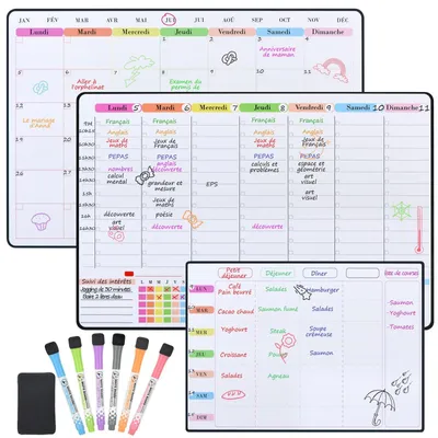 Produktbild von Set aus 3 Magnetischen Whiteboards für den Kühlschrank - Familienplaner