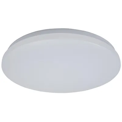 A white LED ceiling light on a white background.