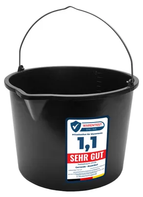 Produktbild von Garronda Baueimer 5 Pack 15 L mit Ausguss – robuster Mörteleimer aus recyceltem Kunststoff mit Metallhenkel, stabiler Putzeimer und Maurerkübel für Baustelle, Garten und Haushalt GD-0168