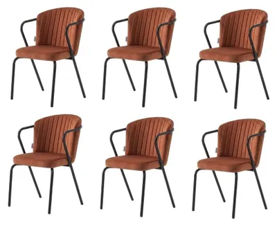 Obrázok produktu pre Sada 6 stoličiek, hnedá farba, pohodlné, moderný štýl, elegantné, mäkké, klasické