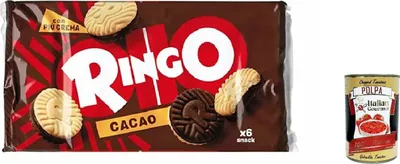 Produktbild von 12x Pavesi Ringo Kakao Cacao Kekse Biscuits Cookies 330g Familienpaket + Italian gourmet polpa 400g