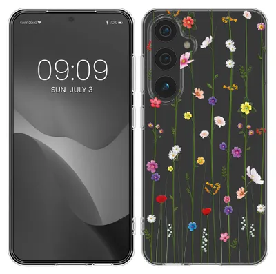 Produktbild von kwmobile Case kompatibel mit Samsung Galaxy S25 - Hülle Silikon transparent Wildblumen Ranke Mehrfarbig Transparent