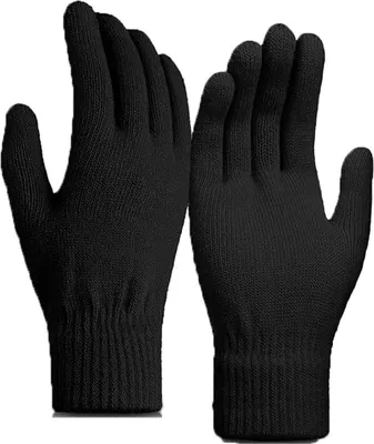 Produktbild von Strickhandschuhe Winter Damen Herren Warme Thermo Handschuhe Schwarz