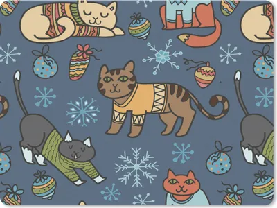 Produktbild von MuchoWow® Mauspad Mousepad Katze - Tiere - Weihnachten - Muster 23x19 cm - Mousepads - Maus Mat - Pad - Mausunterlage - Schreibtischunterlage - Mauspad