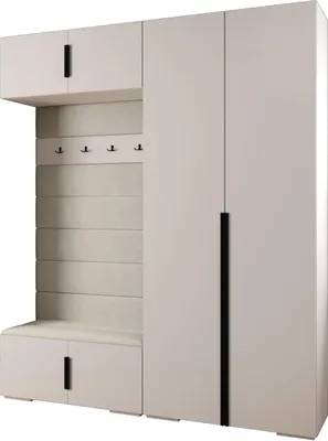 Produktbild von MEBLE KRYSPOL Inova 1 Möbelset Garderobe, 236,7x200x47cm - Weiß, Manila 02, Schwarz