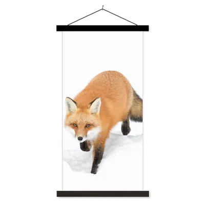 Produktbild von MuchoWow® Textilposter Fuchs - Schnee - Winter 60x120 cm mit schwarzem Rahmen - Magnete