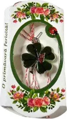 Produktbild von Martisor Märzchen Trifoi Charm Anhänger als Kleeblatt aus Metall 240