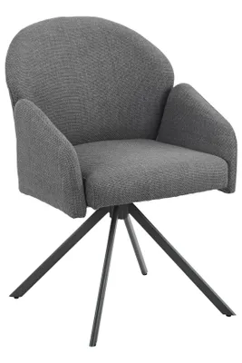 Produktbild von Hela Tische,1er Pack Armlehnstuhl Holly 360° drehbar, Bezug Webstoff Grau, Ovalrohr-Metallgestell Grau, KOMFORT-RÜCKEN swing back, 120kg belastbar