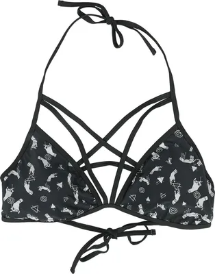 Produktbild von Gothicana by EMP Damen schwarz/weißes Bikini Oberteil mit Schnürung XXL