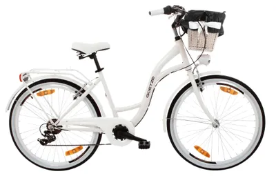 Obrázok produktu pre Goetze Mood 26" mestský bicykel, hliníkový rám s nízkym nástupom 17", Shimano Tourney 6 rýchlostí, V-Brake, LED osvetlenie, pohodlné sedlo, košík