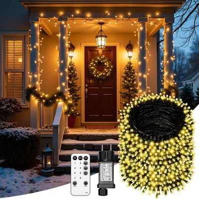 LED-Lichtsnoer 80 m, 800 LEDs, IP44, warmweiß, 8 Modi, Timer