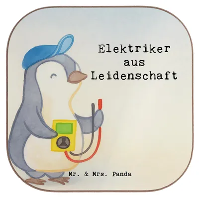 Produktbild von Mr. & Mrs. Panda Tischuntersetzer Elektriker Leidenschaft Design - Weiß - Geschenk, Spruch, Ausbildung, Elektromeister, Coaster, Untersetzer für Gläser, Elektrotechniker