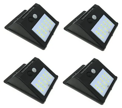 4 Solar-LED-Außenleuchten, 20 LEDs, Bewegungsmelder, Dämmerungssensor