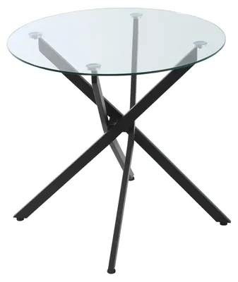 Immagine prodotto di Tavolino da Salotto Ø80x75 cm con Piano in Vetro Gambe in Metallo Nero