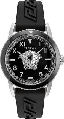 Produktbild von Versace VE2V00122 V-Palazzo silber schwarz Kautschuk Herren Uhr NEU