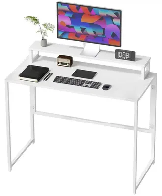Produktbild von Schreibtisch Computertisch - Klappbarer Tisch mit Monitoraufsatz - Holzgestell - Rechteckig - 100 x 48 x 87,5 cm - Armeegrün
