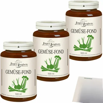 Produktbild von Jürgen Langbein Gemüse-Fond 3er Pack (3x500ml Glas) + usy Block
