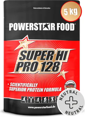 Produktbild von Powerstar SUPER HI PRO 128 | Mehrkomponenten Protein-Pulver 5kg | Höchste Biologische Wertigkeit | Protein-Shake zum Muskelaufbau | Nature