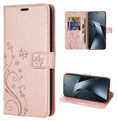 Produktbild von Hülle für Xiaomi 17T Pro Handyhülle mit [Standfunktion][Kartenfächern] Rosegold