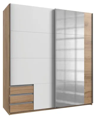 Image de Armoire à portes coulissantes Emden, 180 x 64 x 198 cm, chêne blanc, 2 portes (18803)