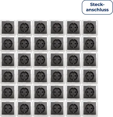 Produktbild von 36x Schutzkontakt-Steckdose McPower "Flair", 250V/16A, Klemmanschluss, anthrazit, matt