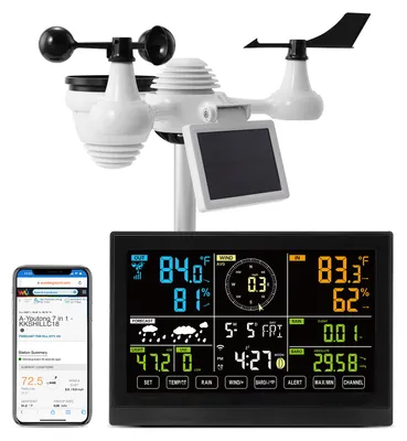 Obrázek produktu pro Bezdrátová meteorologická stanice - 7-v-1 Wi-Fi senzor - 7,5palcový barevný displej - solární napájení