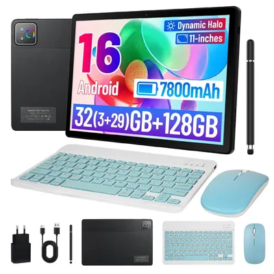Obrázok produktu pre 11-palcový tablet, 32 GB RAM, 256 GB s možnosťou rozšírenia na 1 TB, Android 16, rozlíšenie HD 1280 x 800, fotoaparát 5 MP + 8 MP, batéria 7800 mAh, Wi-Fi 6, s klávesnicou, myšou a stylusom