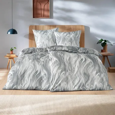 Produktbild von Estella Interlock Jersey Bettwäsche Klaas 6367-810 Grau Rauch 135x200