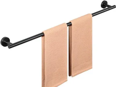 Obrázek produktu pro Držák na ručníky z nerezové oceli, černý, 80 cm, nástěnný, do koupelny a kuchyně