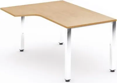 Produktbild von Schreibtisch Executive L-Form links BxTxH 160x120x73cm Gestell verchromt Platte Melamin buche.