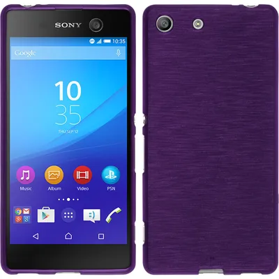 Produktbild von PhoneNatic Case kompatibel mit Sony Xperia M5 - lila Silikon Hülle brushed + 2 Schutzfolien