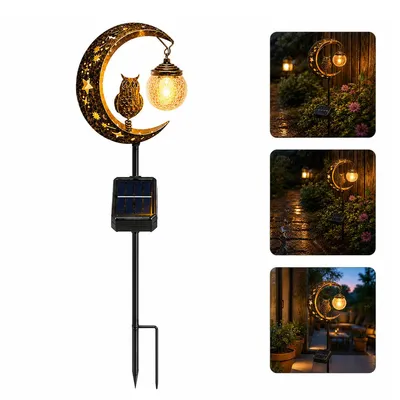 Produktbild von Solar Gartenleuchte mit Eulen-Design, Gartenstecker Solar mit Crackle-Glaskugel, dekorative Außenbeleuchtung für Garten, Rasen & Terrasse, IP55 wetterfest