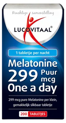 Productafbeelding van Lucovitaal Melatonine Puur 299 mircogram - 200 tabletten - Voedingssupplement
