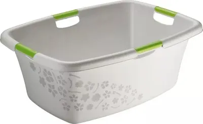 Produktbild von Rotho Wäschekorb 50L Flowers - Wäschesammler groß - Wäsche Korb 65,1 x 48,6 x 26,2 cm - Wäschebox Kunststoff - Aufbewahrungskorb Wäschebehälter