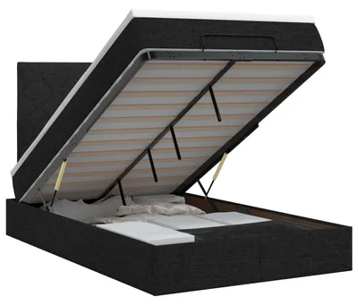 Zdjęcie produktu dla Łóżko ottoman z materacem Czarny 120 x 190 cm tkanina