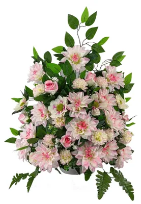 Künstlicher Blumenstrauß rosa Dahlien Rosen Chrysanthemen 70x78x40 cm