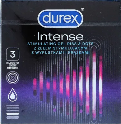 Produktbild von Durex Intense, Männliches Kondom, Gerippt & gepunktet, Transparent, Latex, Zusätzliches Gefühl, 56 mm