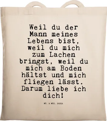 Produktbild von Mr. & Mrs. Panda Schultasche Weil du der Mann... - Transparent - Geschenk, Freund, Sprüche, Wunder, Liebe, Tasche, festival, Shopping, Tote Bag, Hochzeitstag, Tragetasche