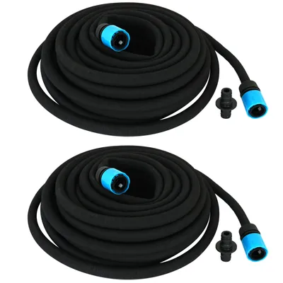 Produktbild von 2er Set Bewässerungsschlauch 15m Schwarz mit Anschlussarmatur Tropfschlauch Perlschlauch Gartenschlauch