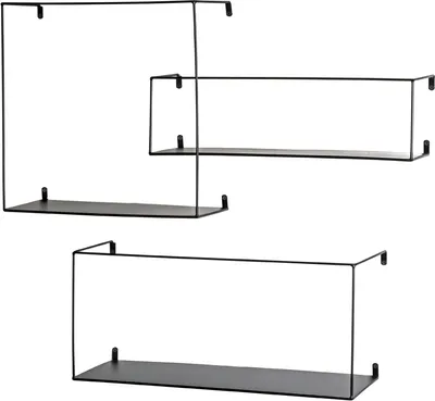 Produktbild von Wandregal >23518< (3er-Set) in schwarz, Metall - 40x40x18cm (BxHxT)