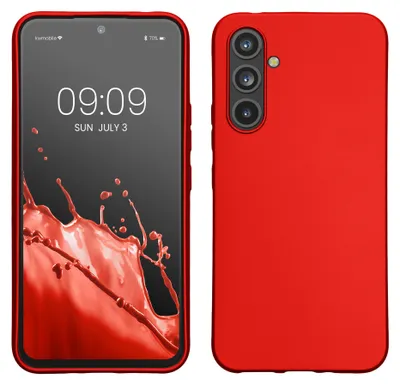 Produktbild von kwmobile Handyhülle für Samsung Galaxy A54 5G Hülle - Silikon Case metallisch schimmernd - Schutzhülle Cover - Metallic Dunkelrot