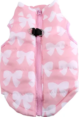 Image de Animal de compagnie veste gilet de coton bowknot hiver automne chaud vêtements coupe-vent costumes (rose M)
