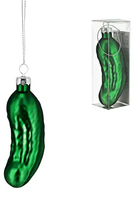 Weihnachtsbaumanhänger Gurke aus Glas, grün, 4,0 x 11,0 x 4,0 cm, 1 Stück