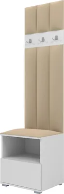 Produktbild von Garderoben-Set Nela IV LUX, gepolsterte Garderobe 50 cm mit Sitzbank, Wandpaneelen und Stauraum (Farbe: Weiß + Trinity 04)