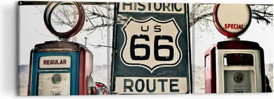 Produktbild von Bild auf Leinwand - Leinwandbild - Straße alt 66 USA - 120x40cm - Wand Bild - Wanddeko - Wandbilder - Leinwanddruck - Bilder - Kunstdruck - Wanddekoration - Leinwand bilder - Wandkunst - CA120x40-3573